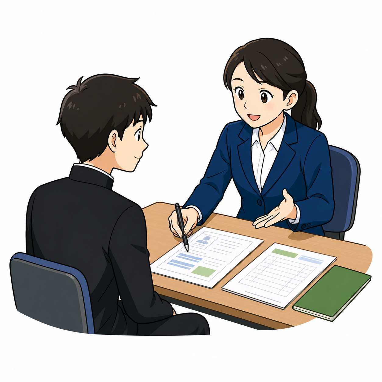 進路・就職について個別相談する生徒