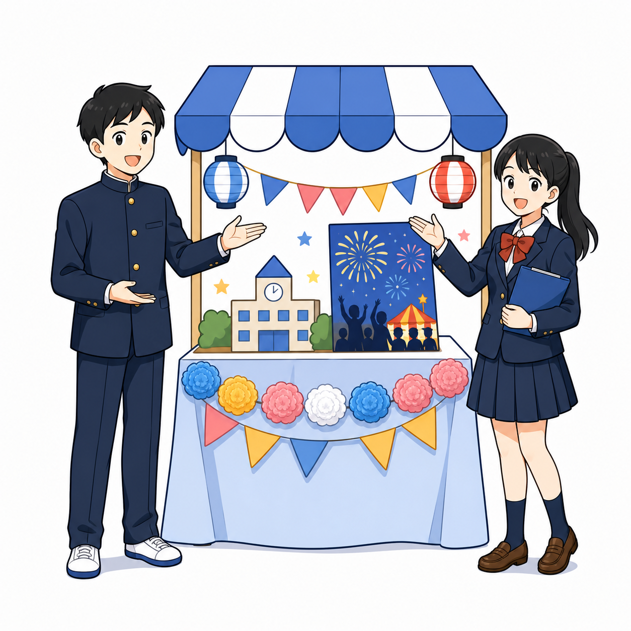 文化祭で発表する生徒