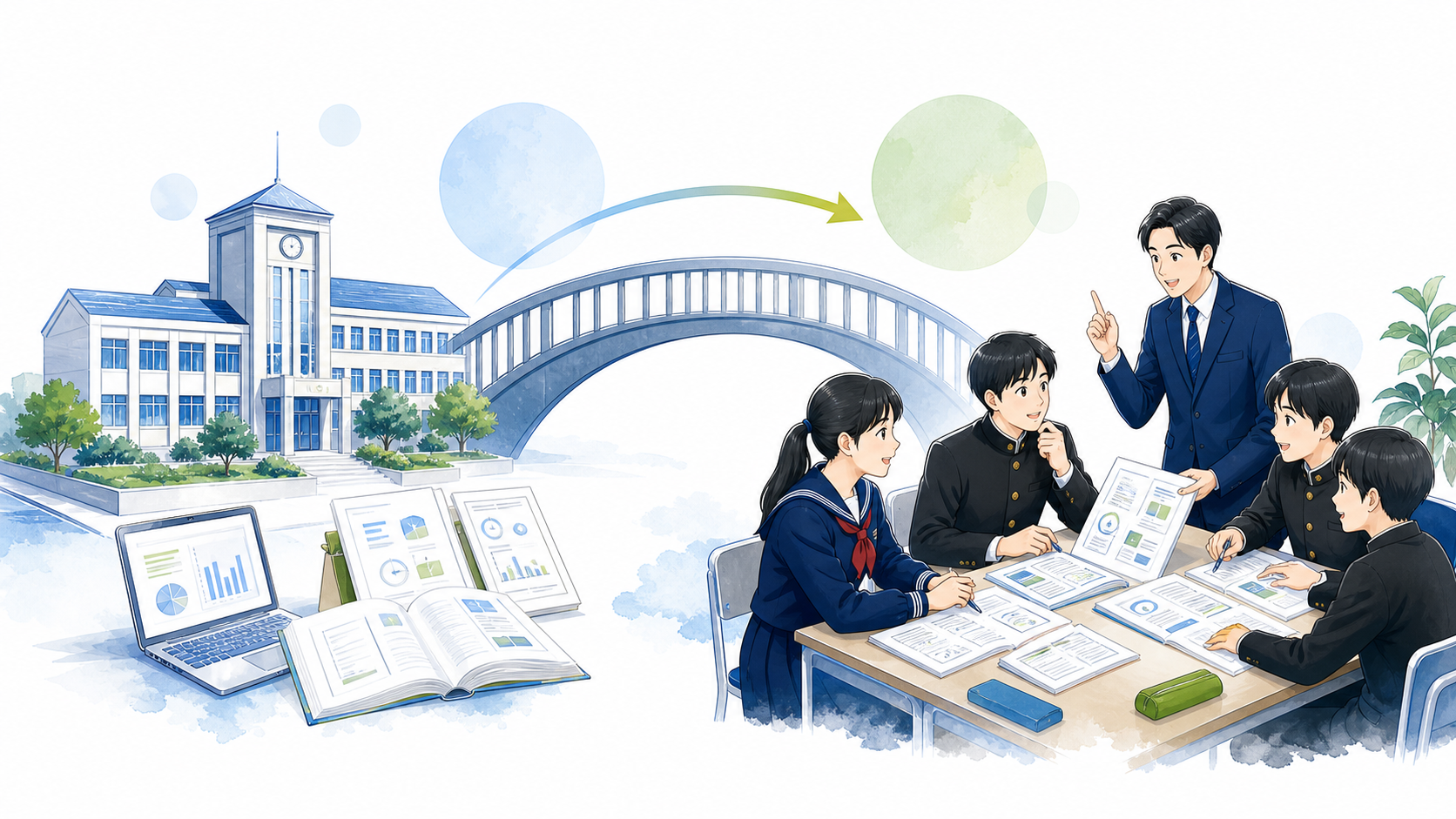大学での研究成果が学校現場の教材や学びにつながる様子