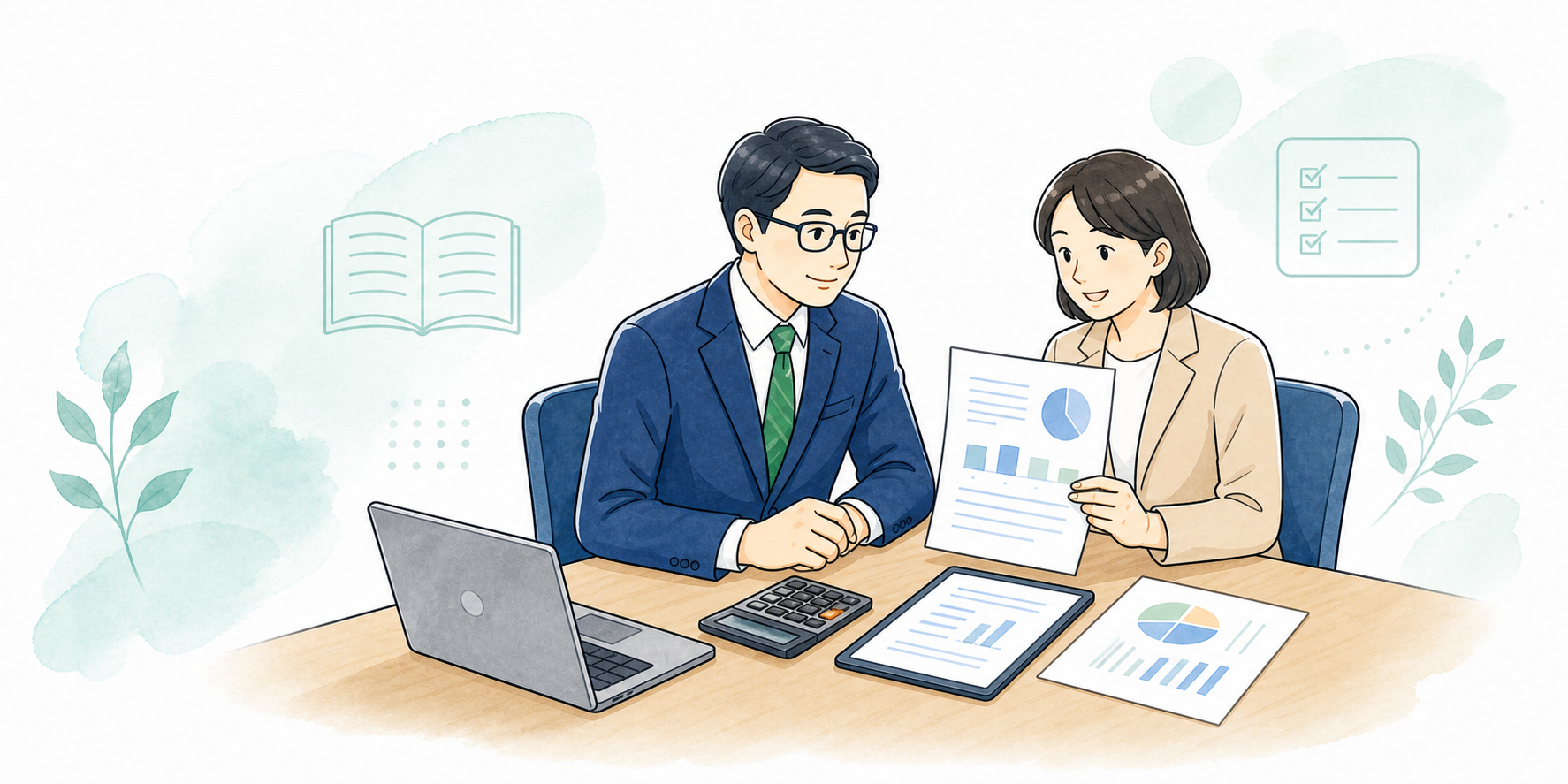 教材と研修の見積りについて相談する教育関係者